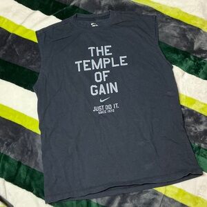 Nike Black Sleeveless Tee with Motivational Graphic